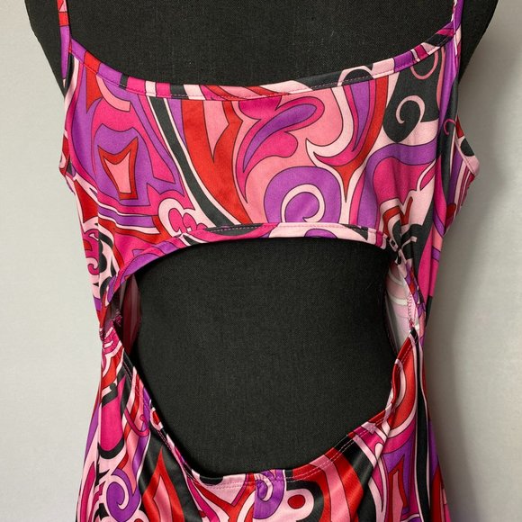 No Boundaries Retro Pink and Purple Slip Over Maxi Dress with Straps Juniors LG - Picture 5 of 7